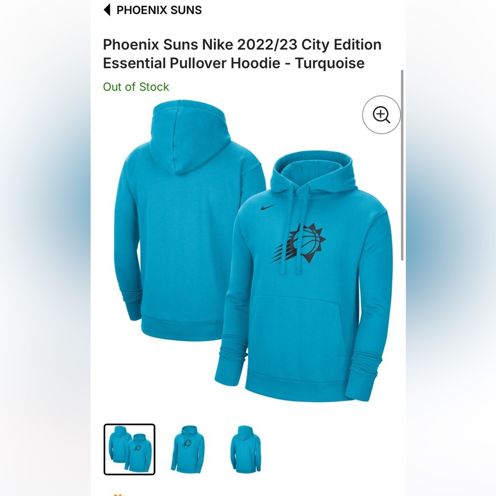 Phoenix Suns Nike 2022/23 city edition essential hoodie turquoise